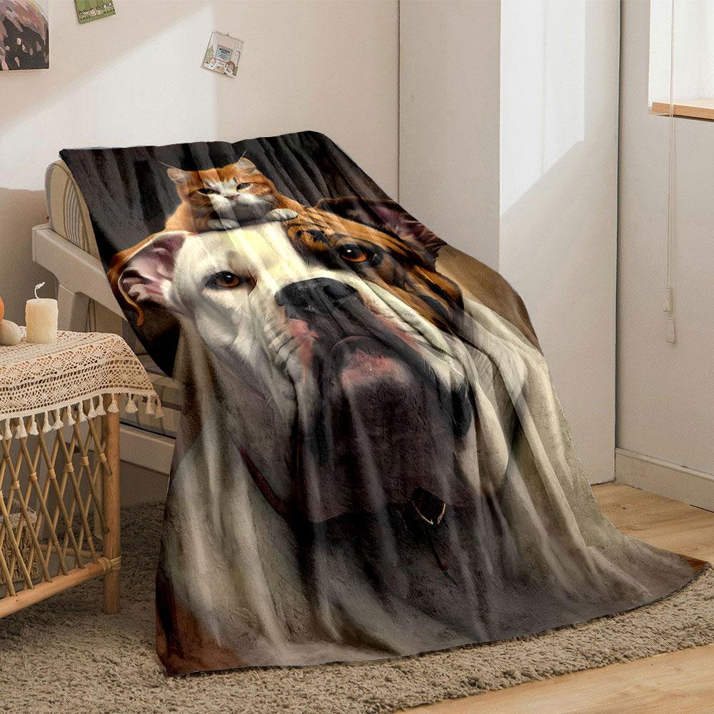 Bulldog Cat Blanket bedroom Blanket for Livingroom Couch lunch break Soft throw for Friend's festival Gift
