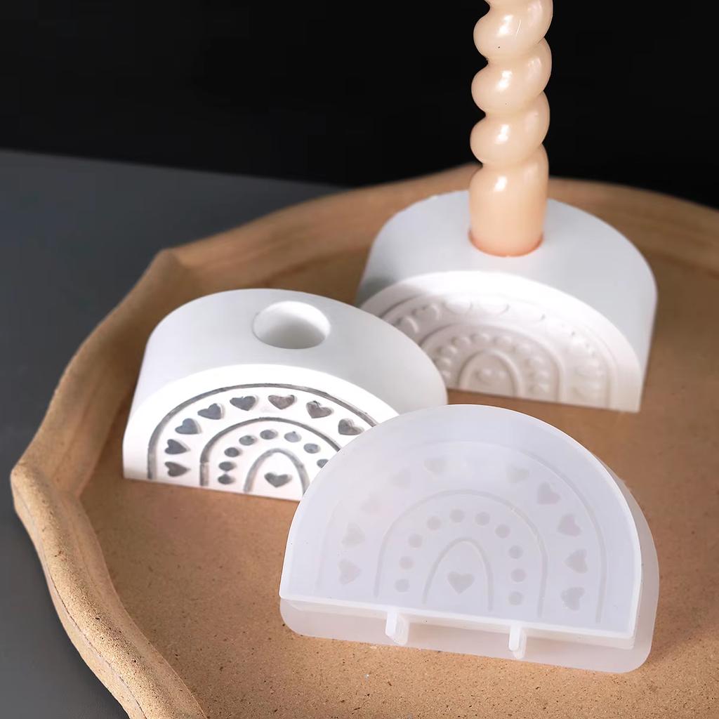 Support de Bougie Arc-en-ciel Nordique Moule en Silicone Bricolage Fait Main Plâtre Résine Époxy Béton Support de Bougie Moules de Coulage Décoration de Maison