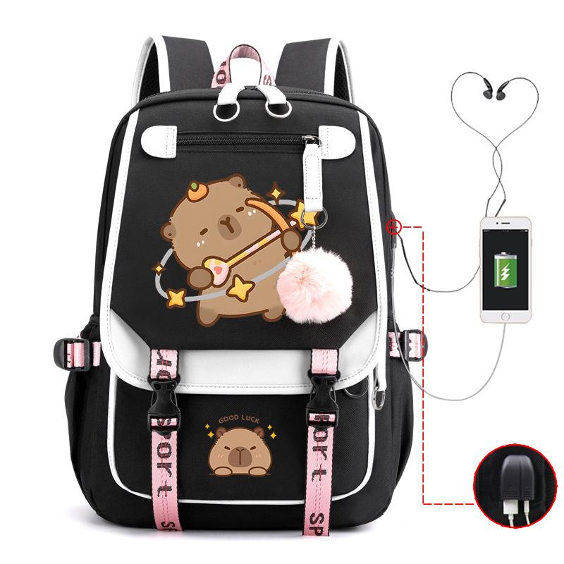 Campus Universal School Bag Kapibara Personality Trend USB Multifunctional Backpack Student New