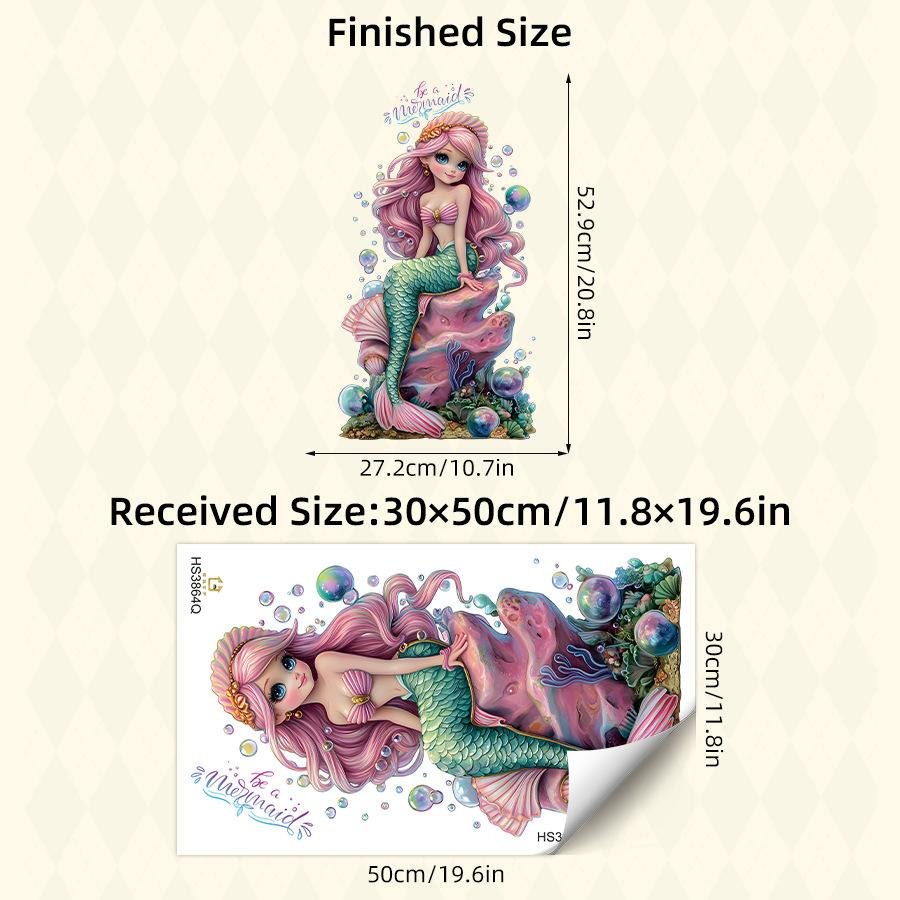 Cartoon Mermaid Wall Stickers for Girls Rooms Bedroom Decals DIY Home Decoration