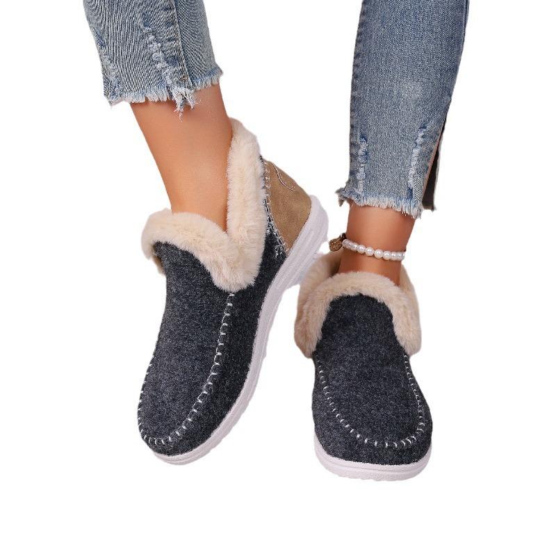 Plus-size Shoes, Short Snow Boots, Women's Flip-flops, Warm Flat Wool Cotton Boots