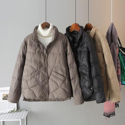 Winter New Down Jacket Women's Short Stand-up Collar Auspicious Cloud Light and Fashionable Foreign Single-breasted White Duck Down Jacket