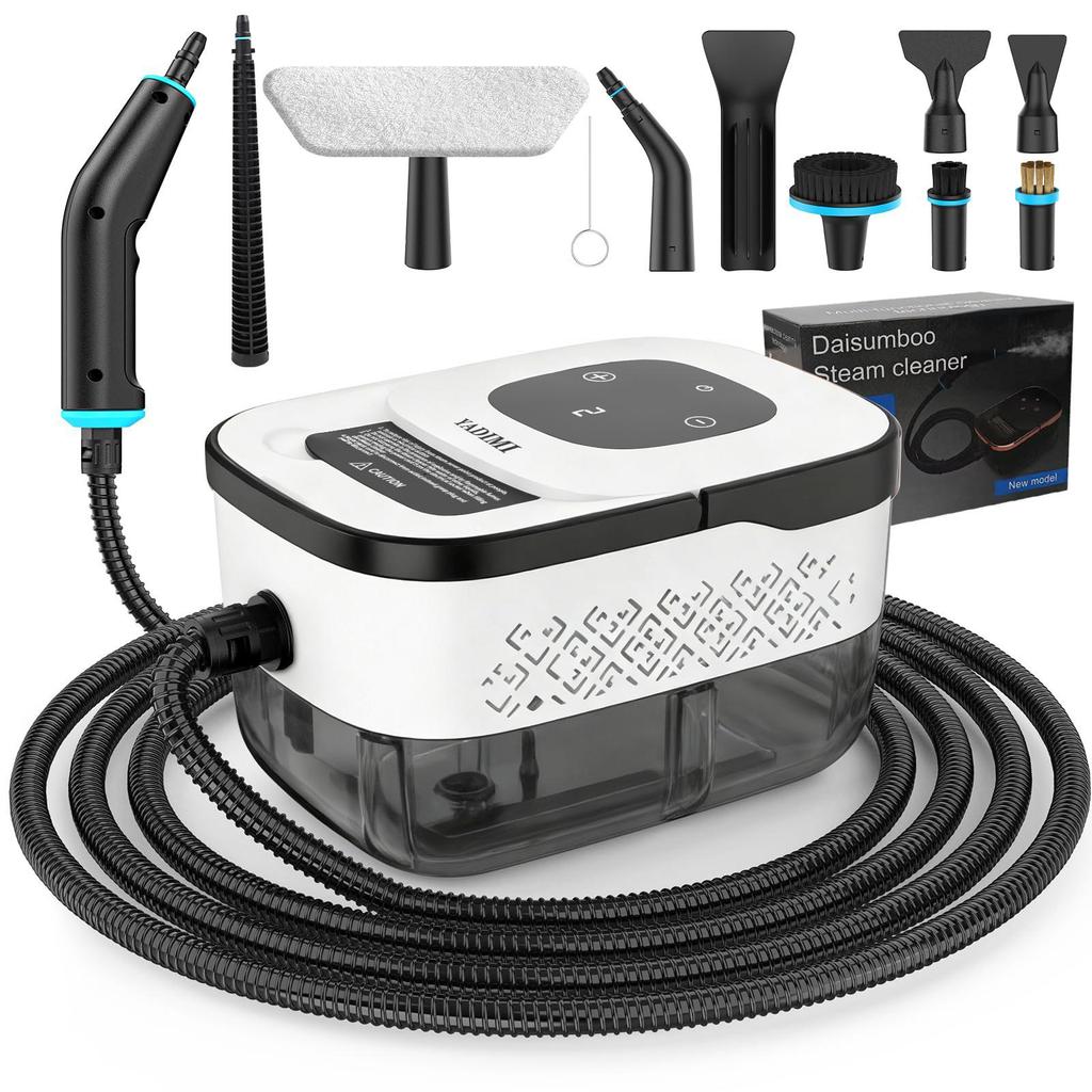 YADIMI 1500W Ręczny Parowy Odkurzacz 4 Bary Ciśnieniowe z 10 Akcesoriami, Szybkie Nagrzewanie w 10s i Regulacja 6 Poziomów do Okapu Kuchennego, Toalety, Płytek, Wnętrza Samochodu