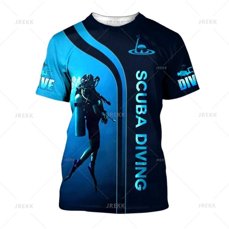 Summer 3D Diving Print T Shirt Breathable Quick Dry Fashion Streetwear Sports Fitness Apparel
