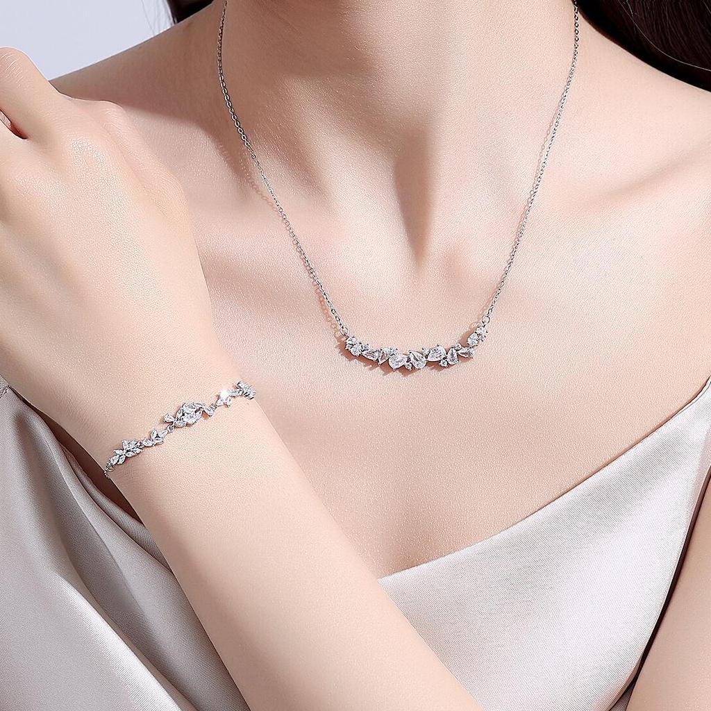 "Wisteria" 999 Pure Silver Necklace: High-End Smile Pendant for Women - Luxury Collarbone Gift Set