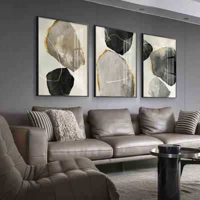 Abstract Golden Line Stone Texture Contrast Color Geometric Posters and Prints Canvas Painting for Porch Decorative Cuadros