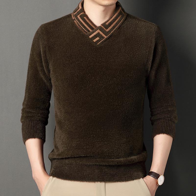 Осень и зима Новый мужской норковый кашемировый свитер Молодежный повседневный пуловер — фото 3