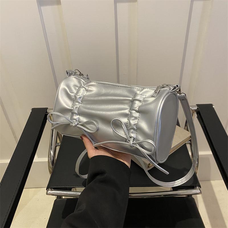 Chic Pu Leather Shoulder And Crossbody Bag With Bowknot For Women In Trendy Spring 2024 Design