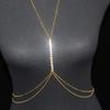 Shiny Sexy Chest Bra Chain Beach Bikini Hanging Neck Waist Ornament Women's Simple Rhinestone Embedding Body Chain Jewelry
