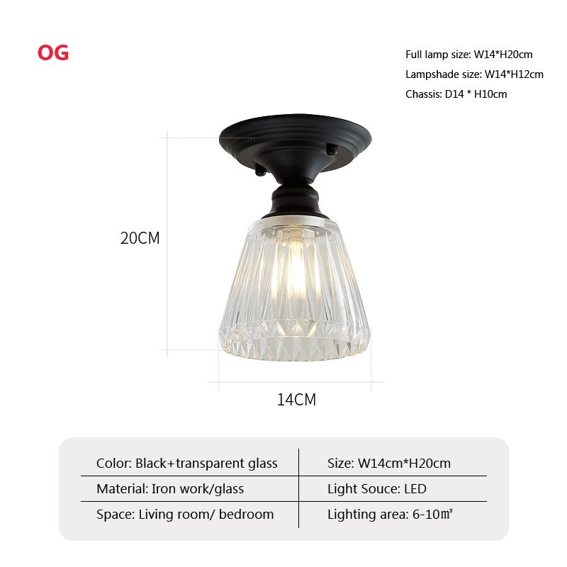 American Retro Ceiling Light Single Head Glass Cover Aisle Lighting Bedroom Corridor Staircase Balcony Creative Decor Lamp