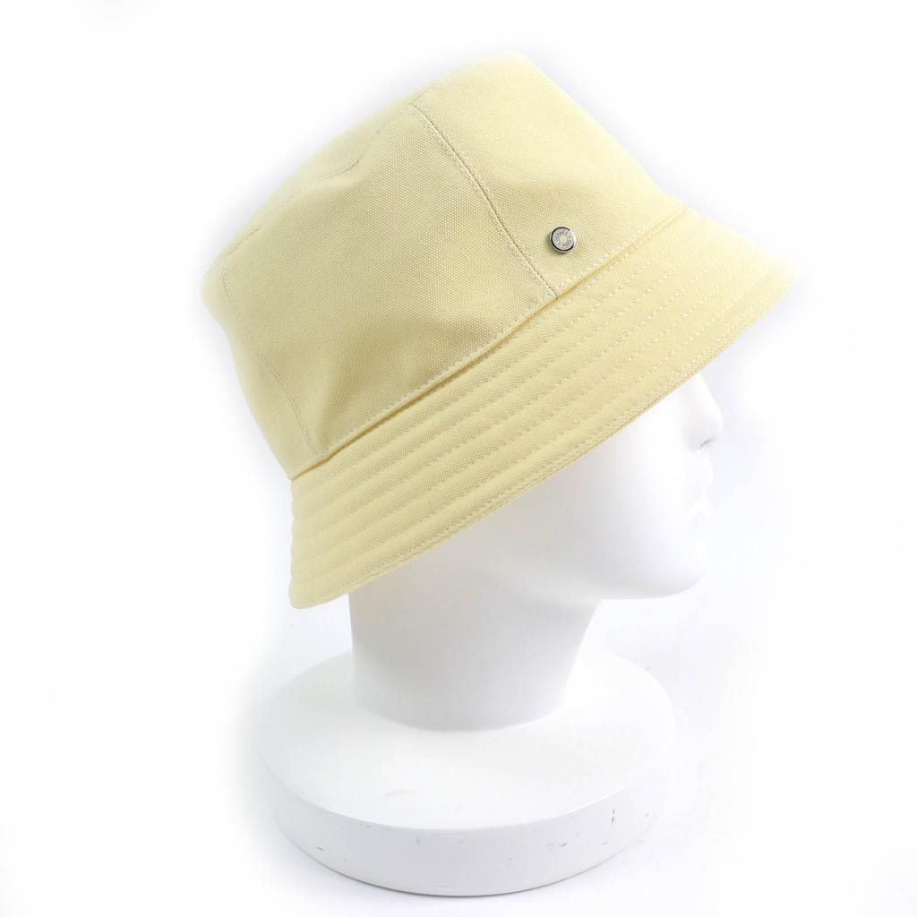 Excellent HERMES hat Calvi Serie Metal Bucket Hat yellow cotton Women 57 Used