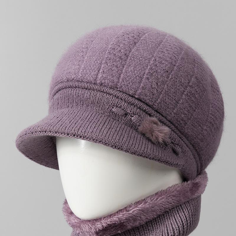 

Autumn and winter hat fleece knitted thermal hat rabbit wool hat duck tongue cotton hat One size elastic