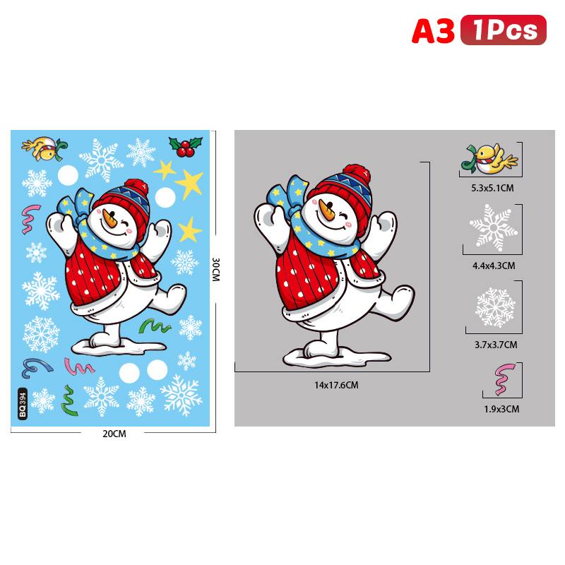 Weihnachtsfensteraufkleber Statische Aufkleber Schneemann Schneeflocke Wandaufkleber Kinderzimmer Wandtattoos Frohe Weihnachten Feiertagsparty
