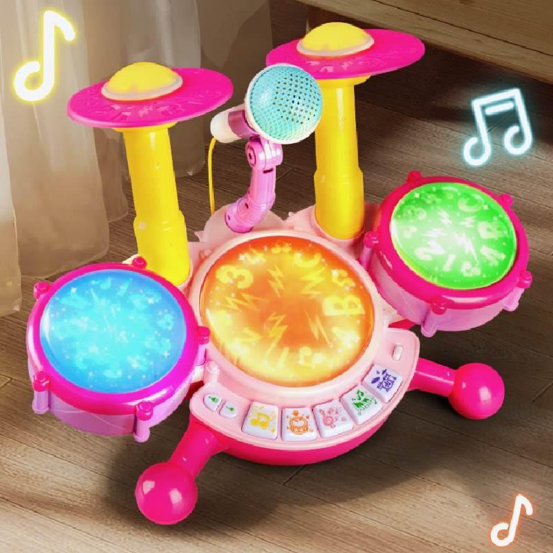 Children Electric Light Drum Set With Visual And Auditory Features For Early Education Play