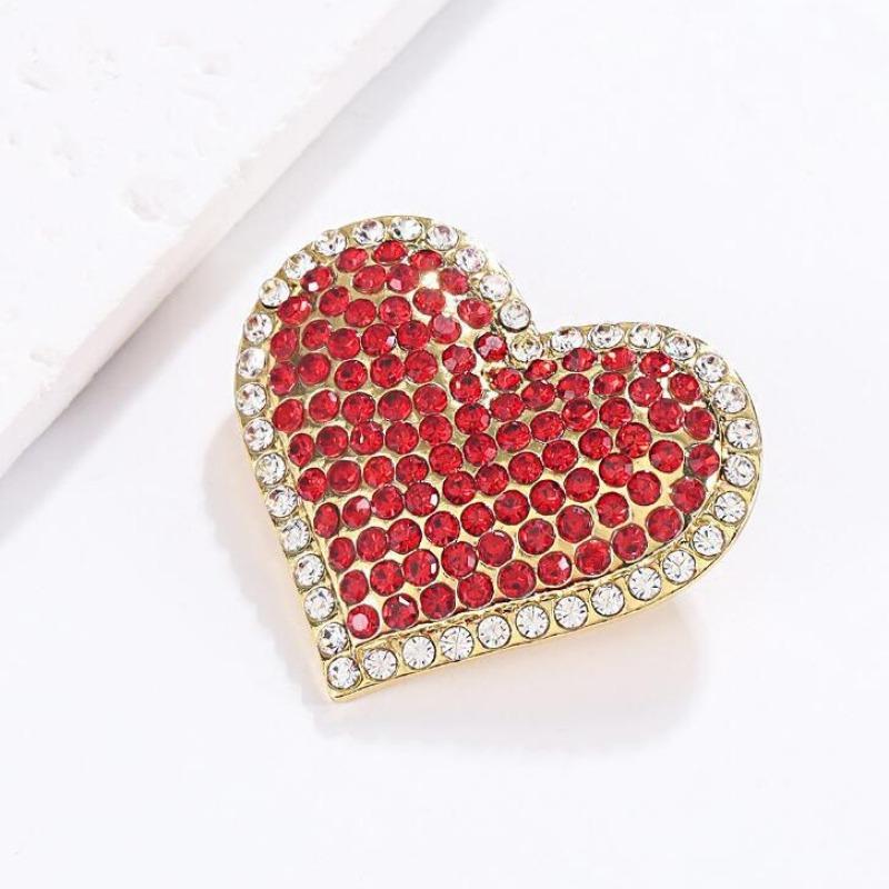 Trendy Heart Shaped Brooch for Women Fashion Rhinestone Heart Brooches Pins Jewelry Accessories Party Gifts