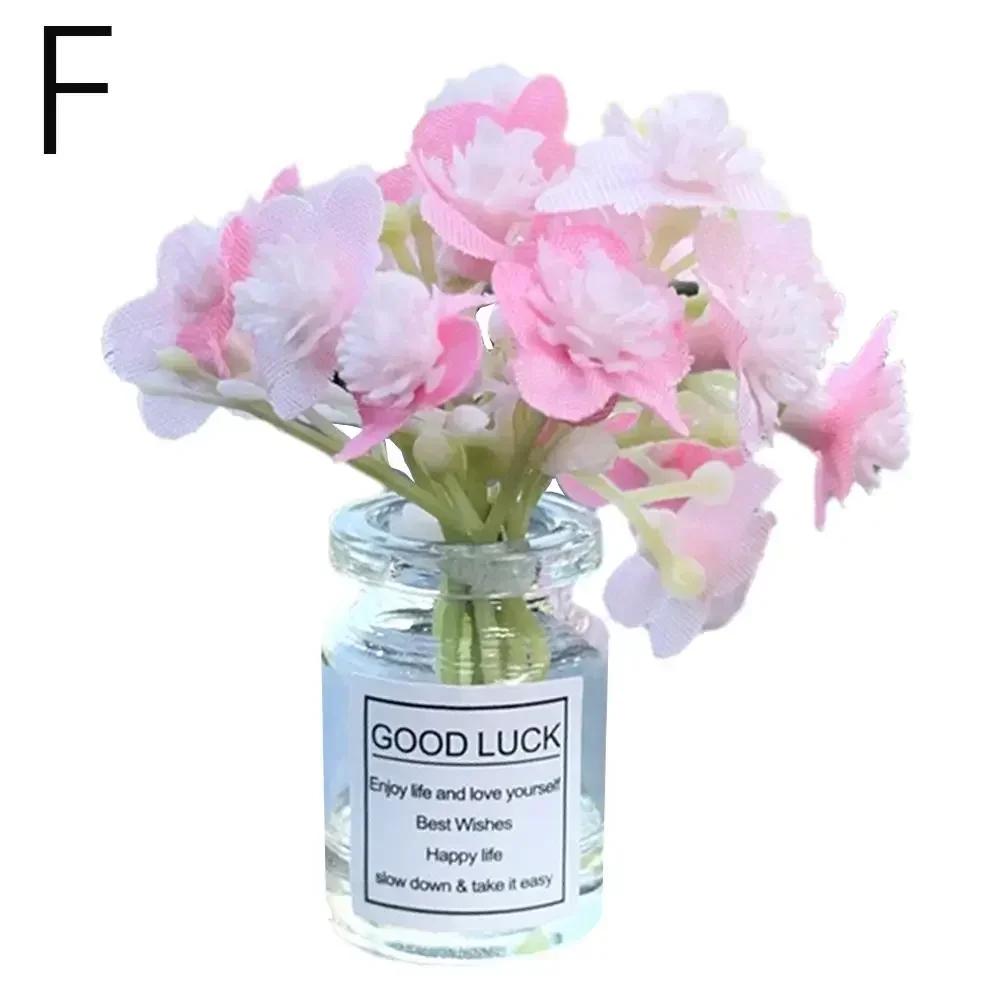 

Mini Sakura Lavender Jasmine Car Ornaments Center Console Ornaments Vibrant Flowers Vase Glass Micro Landscape For Gifts