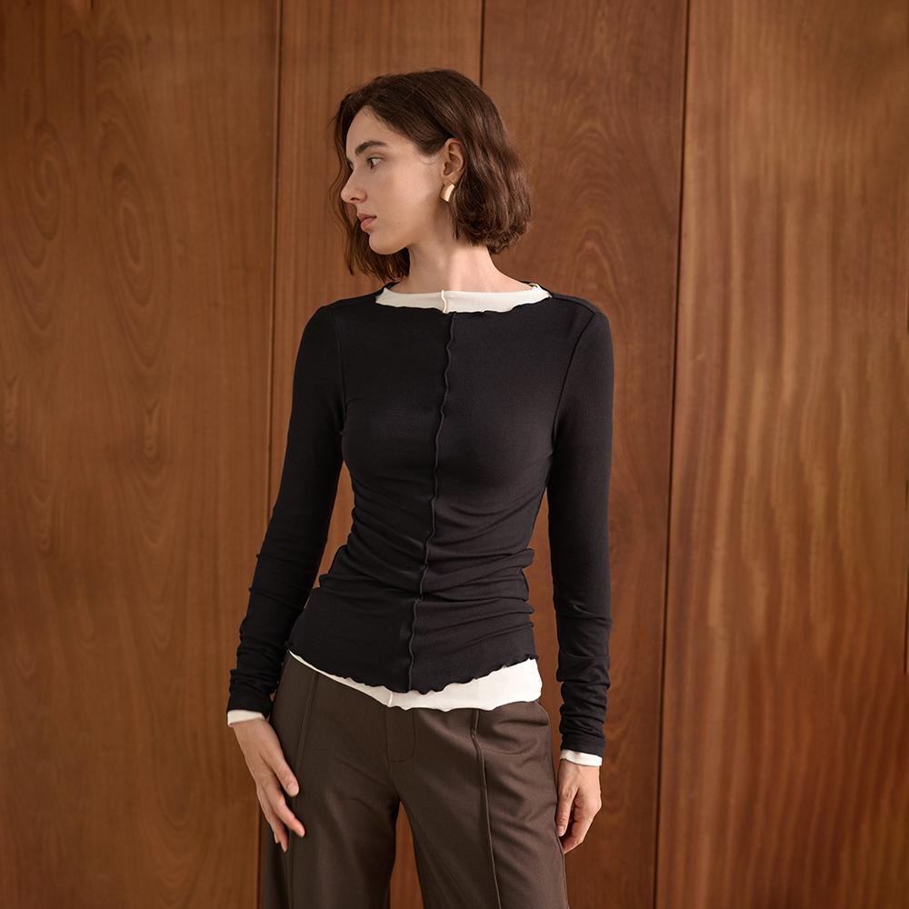 Waiwaiaiem Yy_Basic Long Sleeve Knit Top_2Color