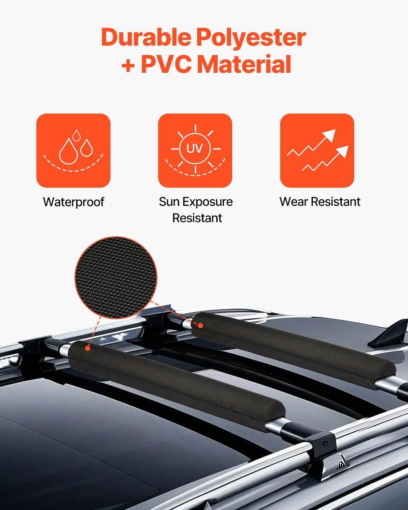 Roof Rack Pads for Crossbar 88lbs Load Capacity for Kayak Canoe Surfboard
