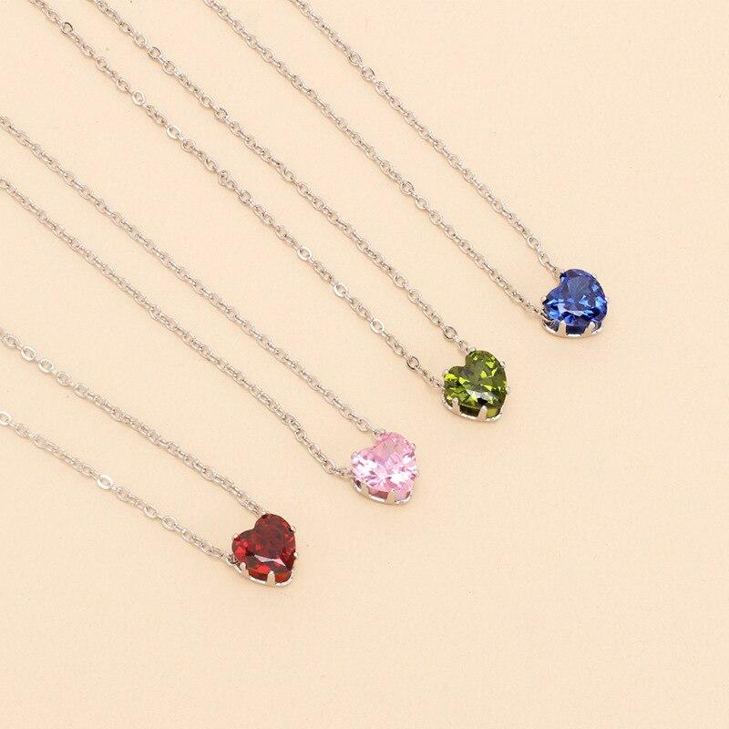 1pcs Heart Necklace For Women Colorful Zirconia Copper Claw Necklace Fashion Trendy Holiday Gift