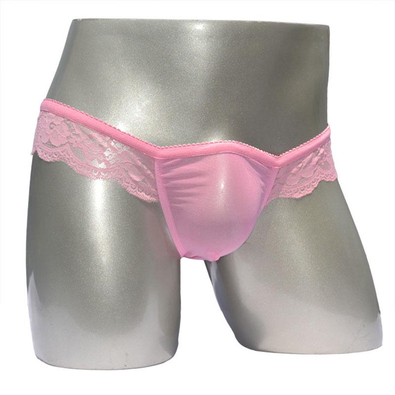 Men's Sexy Underwear Transparent Breathable Mesh Briefs Lace Soft Underpants