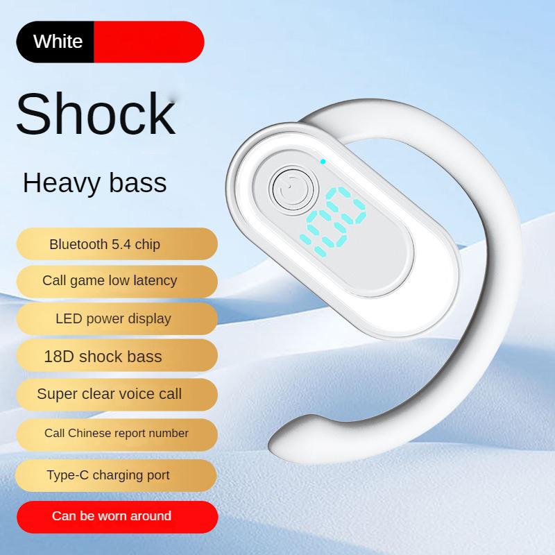 Bluetooth 5.4 Wireless Earphone 180° Rotation Adjustable Left Right Ear Universal Headset LED Display For Sport Business Music