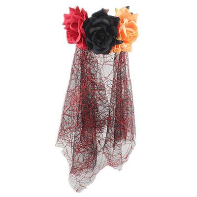 2018 Black Mesh Headband with Large Rose - European & American Style Christmas Party Hair Accessory