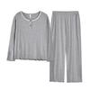 New Women's Grey Casual Modal Pajama Set - Long Sleeve Pullover with Chest Pads and Long Pants for Spring and Autumn