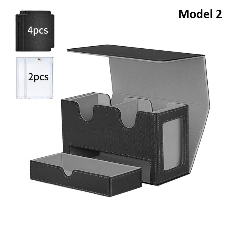 3in1 Deck Box Sports Card Storage Box Fits 200+ Single Sleeved Card Deck Case for MTG TCG CCG Cards with 4 Dividers 2 Toploaders