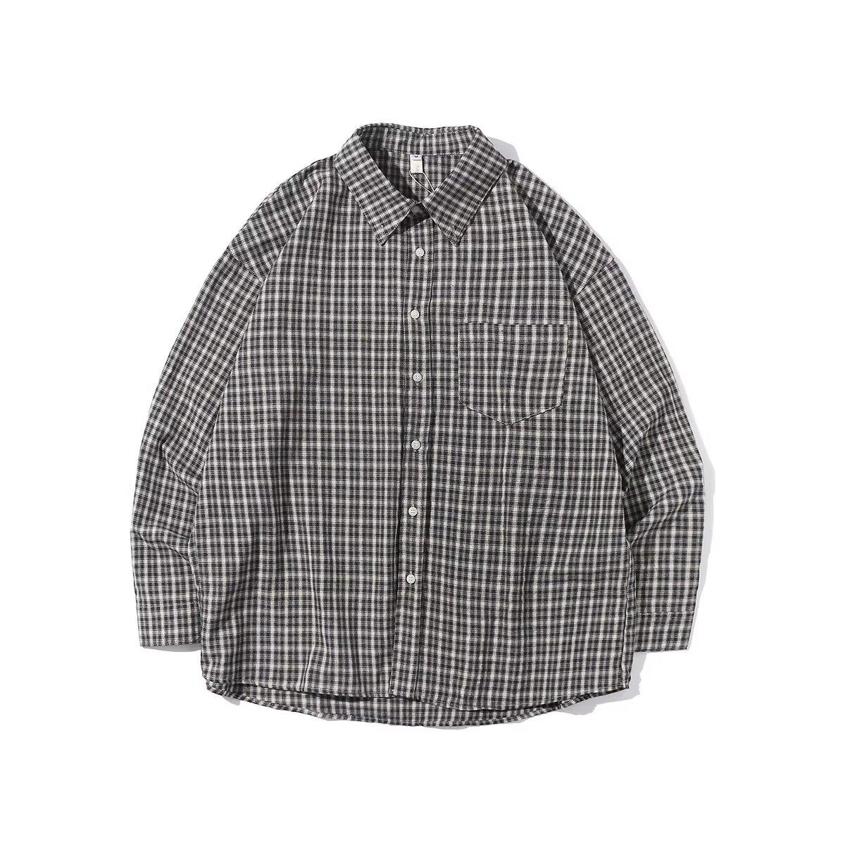 

Рубашка в клетку в японском стиле Nanhe, мужская, с длинными рукавами, весна-осень, высококачественная, молодежная, свободная, повседневная, розовая куртка 2XL чёрный