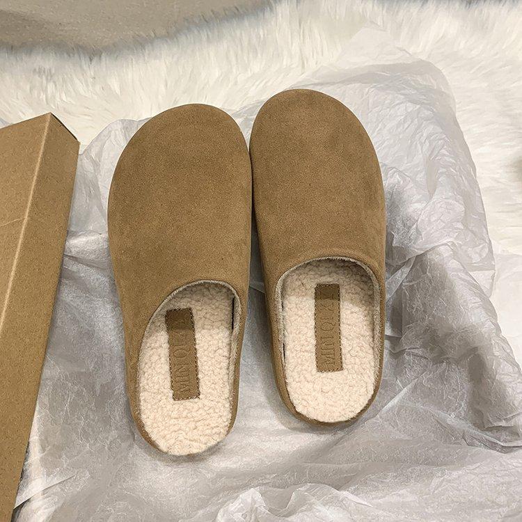 

Ботинки Boken на платформе с бархатным носком и полутапочки для женской верхней одежды, новинка 2025 года, осенне-зимние хлопковые тапочки Boken на одной педали 40 коричневый