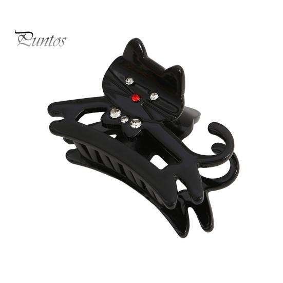 

Женская заколка для волос в форме кошки, блестящие стразы, инкрустированные противоскользящие зубцы, задняя часть головы акулы, зажим для волос