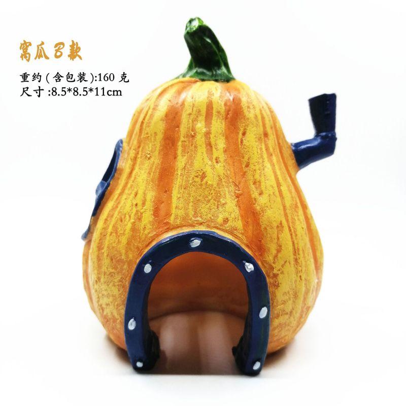 Fish Shrimp Halloween Pumpkin Shelter House Simulation Resin Ornament For Aquarium Fish Tank Decor