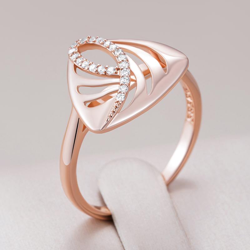 Unique Geometric  Rose Gold Color Ethnic Bridal Ring For Women Shiny Natural Zircon Accessories Daily Fine Jewelry