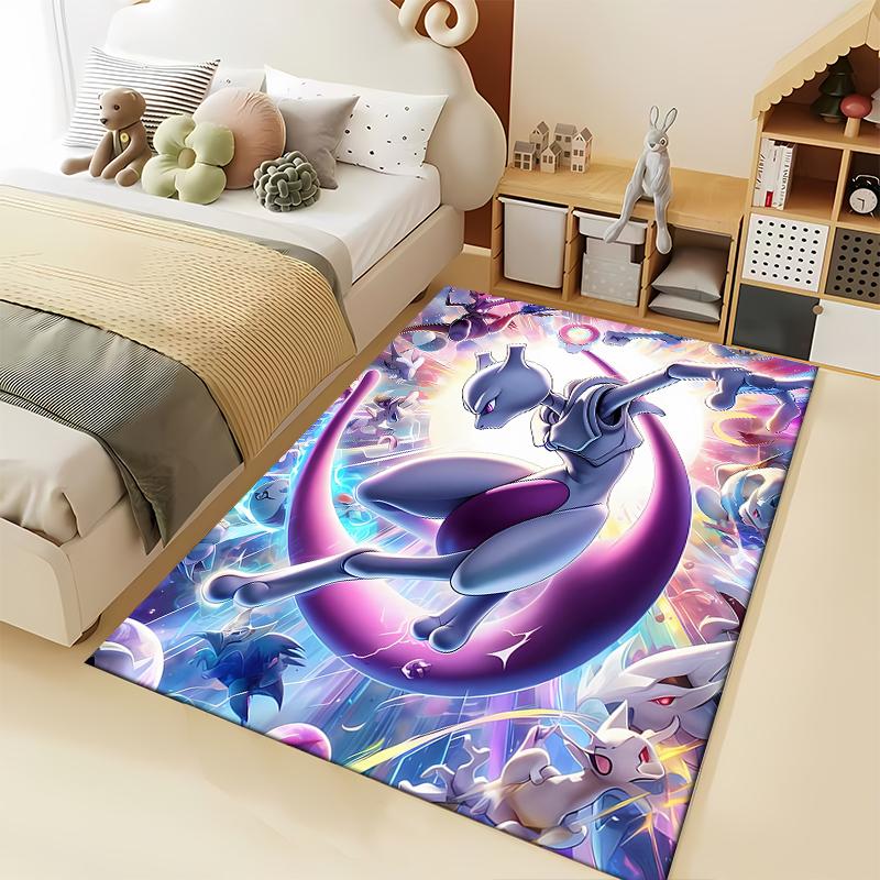 Pokemon-Mewtwo Cartoon Anime Muster Teppiche Schlafzimmer Spielmatten Schlafzimmer Dekor Teppich Wohnzimmer Teppich Krabbeldecke Feiertagsgeschenk Teppich