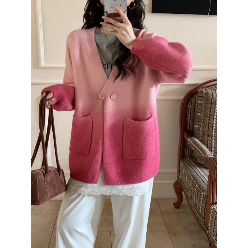 Strickjacke Damen Herbst Winter Neu Lässiger Stil Locker Große Größe Verdickt Pulloverjacke Damen