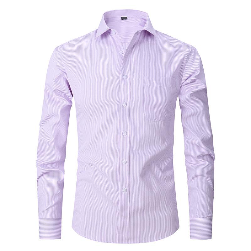 Chemise habillée décontractée à manches longues unie pour homme grande taille