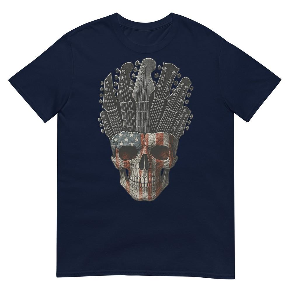 American Flag Skull Guitar TShirt Rock Music Guitar Player TShirt S