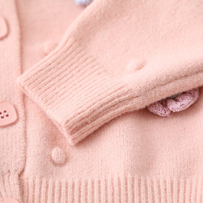 Girls Sweater Cardigan Knitted Children's Jacket Autumn and Winter Flower Girl Baby Long Sleeve Tops Sweaters