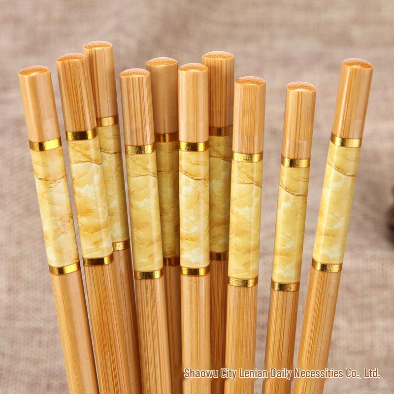 

All-Platform Marble Print Mold-Proof Anti-Slip Five-Color Natural Nanmu Bamboo Chopsticks 5 pairs (bag)