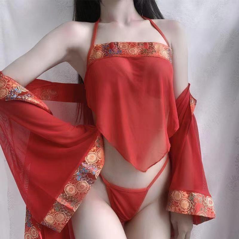 Plus Size Ancient Hanfu Chiffon Nightgown Set