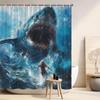 Tenda Doccia Attacco di Squalo Squalo Bianco Arte Scena Sottomarina Poliestere Tenda Bagno Con Ganci Per Decorazione Oceano Horror