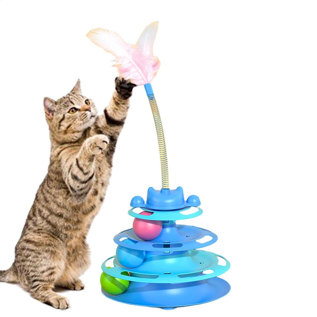 Cat Ball Track Kitten Boredom Relief Turntable Cat Tower Toy Tower Turntable Roller Balls Toys With Rotating Ball Tunnel Track