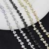 1 Yard Sliver Clear Crystal Rhinestones Trim Ribbon Metal Chain for Wedding Dress, Bag, Shoes Accessories