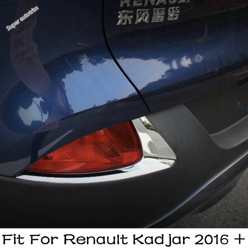 2PCS Car Rear Fog Lights Lamp Eyebrow Eyelid Strip Cover Trim For Renault Kadjar 2016 2017 2018 ABS Chrome Accessories Exterior