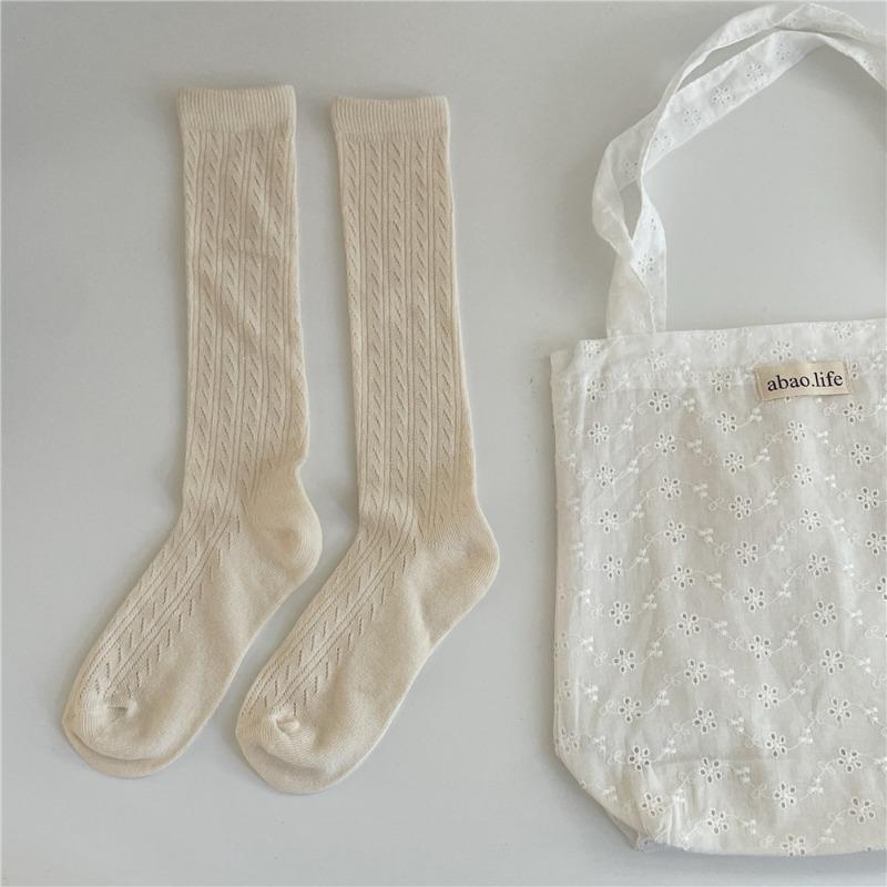 Women's New Sweet Hollow Mesh Solid Color Long Leg Socks