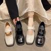 Spring Square Head French Black High Heel Niche Year Mary Jane Shoes Women'S British Style Thick Heel Single Shoes Retro Style