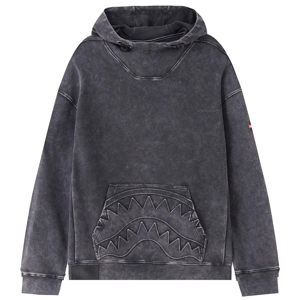 Sprayground Shark Logo Distressed Fashion Casual Pullover Hoodie Men hoodies Dark-Gray W1013309