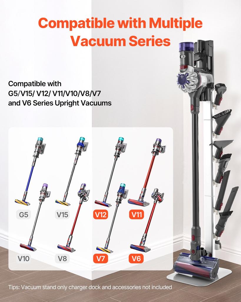 VEVOR Stofzuigerstandaard, Compatibel met Dyson G5 V15 V12 V11 V10 V8 V7 V6 Serie Steelstofzuigers & Accessoires