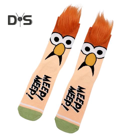 

1 пара зимних носков с героями мультфильмов, с принтом в виде искусственных волос, противоскользящие длинные носки-трубы для пары, эластичные носки для повседневной носки оранжевый