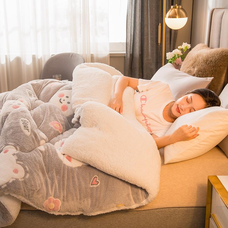 Jahňacia prešívaná prikrývka zima Super Teplá prikrývka 4kg obojstranná zamatová prešívaná prikrývka zahustená teplá jeseň jar plyšová prikrývka jadro